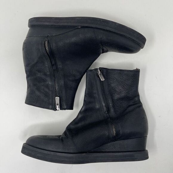 Dkode Womens Shoes Ankle Mid Heel Boots Zippers Pointed Toe Leather Black EU 36 - Picture 5 of 10